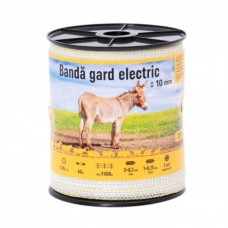 Bandă gard electric 10 mm, 200 m, rezistență la rupere 60 kg, rezistență electrică 0,45 Ω/m.